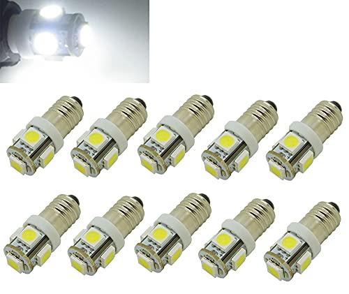 ShuoHui E10 6 V LED-Leuchtmittel KaltweiÃŸ 5 SMD 5050 0 5 W 40Lm Lampe 6000K 10 StÃ¼ck 6V