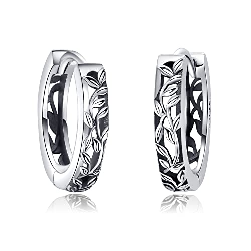 Baum des Lebens Ohrringe 925 Sterling Silber Vintage Blatt Creolen Ohrringe Keltisch Baum des Lebens Schmuck Geschenke für Damen Frauen Mädchen Männer Mutter