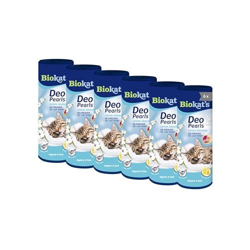Biokat s Deo Pearls Cotton Blossom - Streuzusatz mit Duft für Frische und feste Klumpen in der Katzentoilette - 6 Dosen 6 x 700 g
