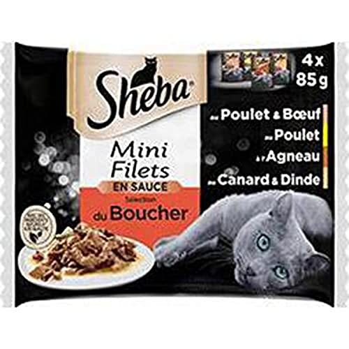 Sheba Mini-Frischhaltebeutel in Sauce 4 Sorten Box mit 4 x 85 g