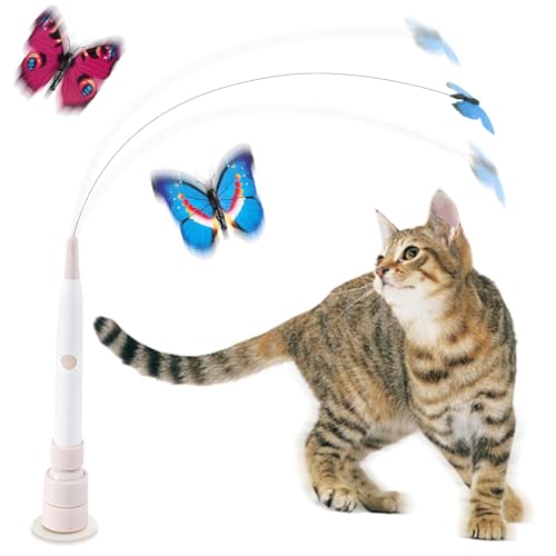 Elektrisches Schmetterlings Spielzeug Interaktives Katzenspielzeug Selbstbeschäftigung Automatisches Katzen Spielzeug mit 360 Drehbarem Schmetterling