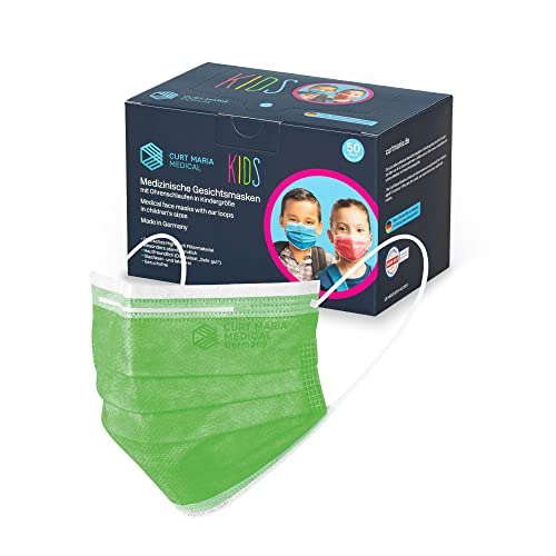 STAUBPIRAT 50x Medizinischer Mundschutz made in Germany OP-Maske TYP IIR CE zertifiziert EN14683 für Kinder kleine Größe grün