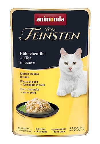 animonda Vom Feinsten Adult Katzenfutter Nassfutter für ausgewachsene Katzen mit Hühnchenfilet Käse im Frischebeutel 18 x 50 g