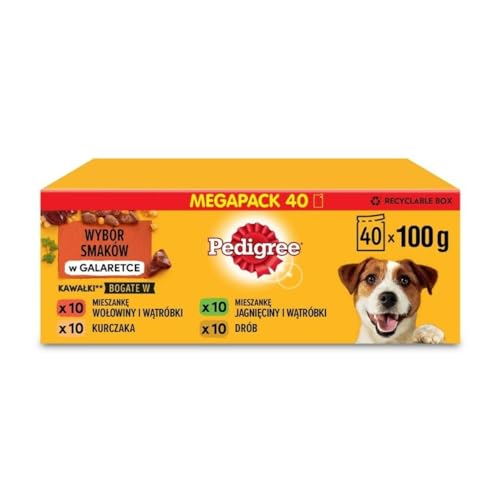 Pedigree Hundefutter Nassfutter Adult in Gelee 40 Portionsbeutel 40 x 100g