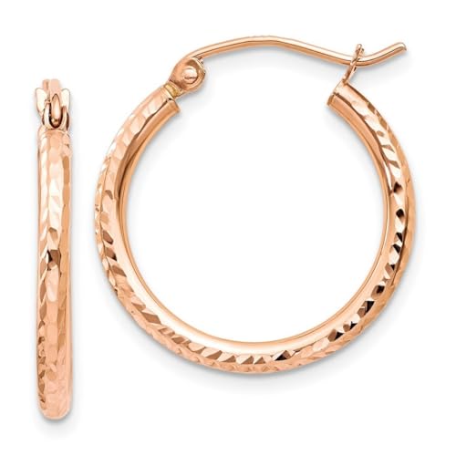 Creolen 20 mm 14 Karat Rotgold glitzernd poliert Maße 20 x 20 mm breit 2 mm dick Schmuck für Damen One Size Metall Ros gold Goldfarben Metall Rotgold Kein Edelstein