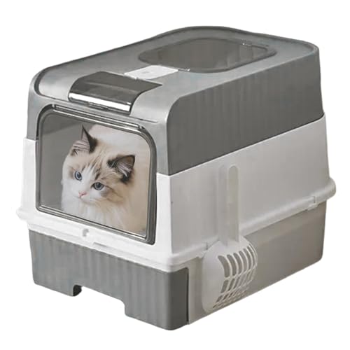 Uhngw Katzentoiletten Katzen-Toilette Für Großkatzen - Geruchsneutralisierendes Hauben-Katzenklo Klappbar Mit Schaufel Für Innenbereich Ecke Unterwegs