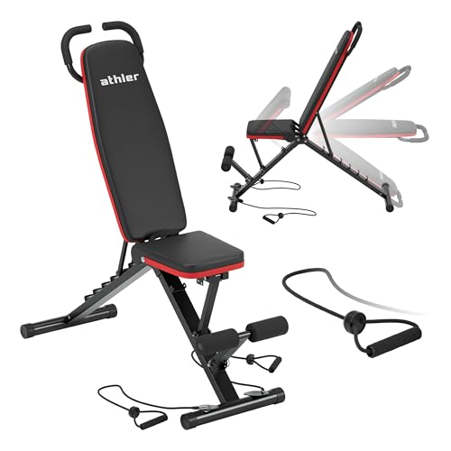ATHLER Gorilla 15 Verstellbare Bank Hantelbank Klappbare Trainingsbank Schrägbank 7 Fach Verstellbarer Rückenlehne Fitnessbänder für Home Gym Ganzkörper Workout Belastung 150kg