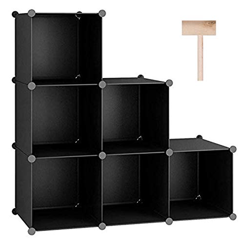 C AHOME Würfelförmiges Aufbewahrungsregal 6 Würfel Regaleinheiten Schrank Modulregal aus Kunststoff ideal für Wohnzimmer Büro 36 6 Lx 12 4 Bx 36 6 H Schwarz SHS3506A