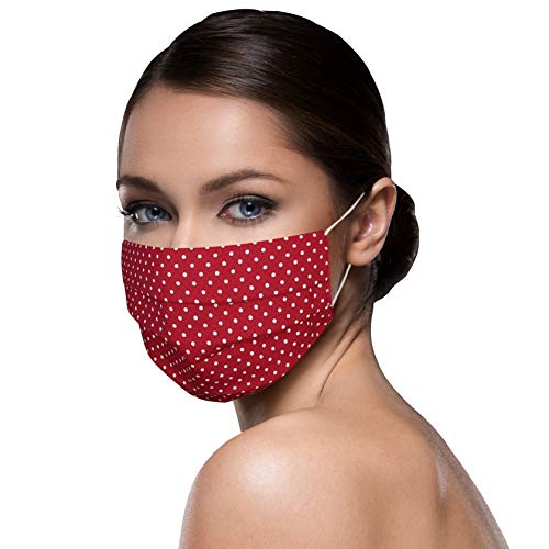 Unisex Stoffmasken 100% Baumwolle Nasen Schutzmaske mit Motiv und Nasenschutz waschbar WEINROT