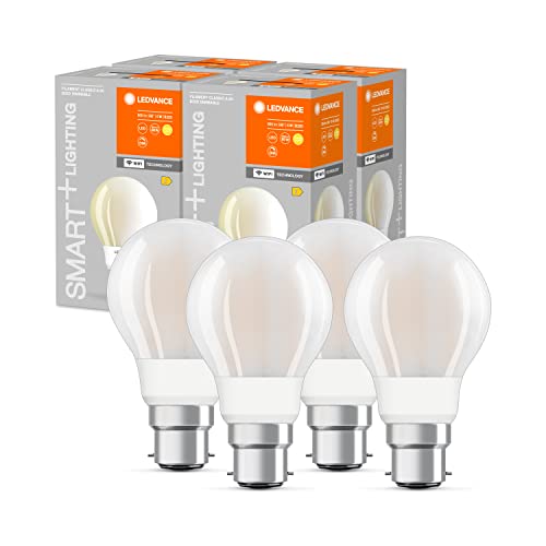 LEDVANCE Smarte LED-Lampe mit Wifi Technologie Sockel B22d Dimmbar WarmweiÃŸ 2700K Birnenform Matt Ersatz fÃ¼r herkÃ¶mmliche 60W-GlÃ¼hbirnen steuerbar mit Alexa Google App 4er-Pack