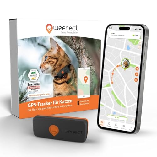 Weenect XS für Katzen   NEU Mini für Katzen Tracking in Echtzeit Ohne Distanzlimit Kleinstes Modell auf dem Markt Halsband inkludiert Abonnement