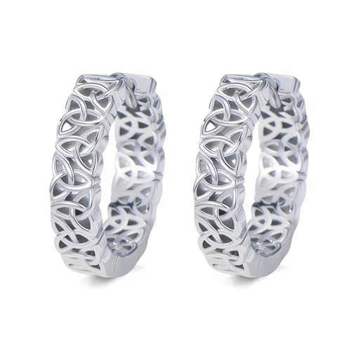 Seiyang Keltische Huggie Creolen 925 Sterling Silber Irischer Knoten Creolen Glück Schmuck Geschenk für Frauen Männer Sockel