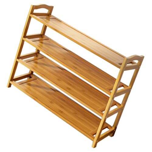 DIKACA Shoe Organizer Bambus Schuhregal 4 Stufig Für Den Eingangsbereich Platzsparender Schuhorganizer Für Kinder Und Erwachsenenschuhe Ideal Für Flur Balkon Und Veranda Stabil Und Organizer Für
