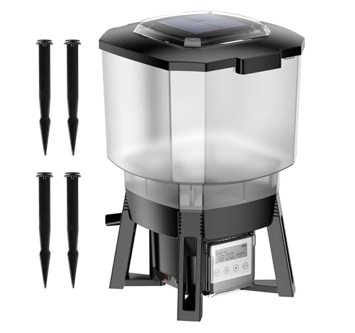 SunSun CFF-212 solarbetriebener Fischfutterautomat programmierbarer Futterspender mit 12 Liter Behälter für 1 bis 6 Fütterungen pro Tag