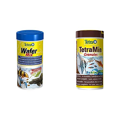 Tetra Wafer Mix - Fischfutter für alle Bodenfische z.B. Welse und Krebse für gesundes Wachstum und eine bessere Widerstandskraft 250 ml als Set mit TetraMin Granules 250 ml