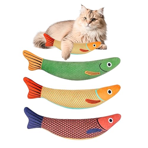 AONAYO 3 Stück Katzenspielzeug Fisch Fisch Kuscheltier 24CM Plüsch Fischspielzeug Spielzeug Katze Mit Katzenminze Katzenminze Kissen Katze Interaktive Spielzeug Für Haustiere