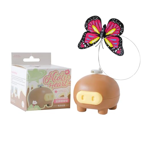 Ungtyb Electric Cat Toy Fluttering Butterfly Interactive Toy Moving Wand Teaser Automatic Pet Training Game Fun for Small Medium Large Cat Breeds