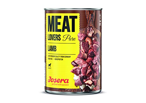 Josera Meat Lovers Pure Lamb Nassfutter für Hunde getreidefrei hoher Fleischanteil leckeres Lamm saftige Brühe und Mineralstoffe Alleinfuttermittel 6 x 400 g