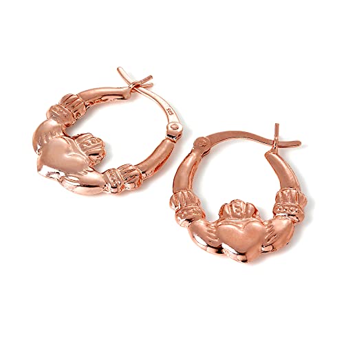 jewellerybox Rotgold getauchtes Sterlingsilber Claddagh Creolen Reifen Ohrringe