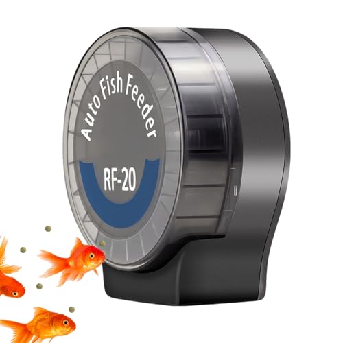 Mihauuke Automatischer Futterautomat Mit 6-Stufen-Einstellung Selbstfütternder Automatischer Fischfutterautomat 140ml Timer Aquariumfütterung Für Büro Schreibtisch Schildkröte Axolotl