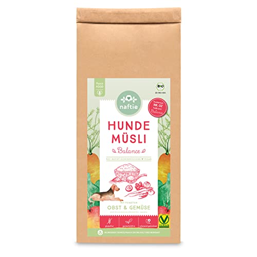 naftie Bio Hundemüsli Balance mit Obst Gemüse - Flocken-Mix für Hunde mit Vollkorn-Reisflocken Gemüseflocken - glutenfrei - vegan - 1kg