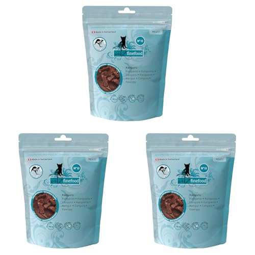 catz finefood Meatz Katzen Leckerlies Känguru N 13 - knusprige Streifen aus 100 Prozent Kängurufleisch - Katzensnack für Allergiker ohne Zucker getreidefrei 45g Packung mit 3