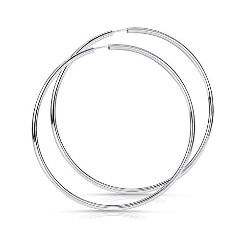 Materia 925 Silber Creolen groß - Teenager Damen Ohrringe 80mm XXL Ringe SO-90