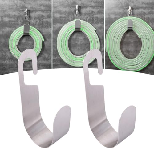 Tidevib Wandmontierter Schlauchhalter für den Außenbereich Edelstahl-Gartenschlauch-Aufhänger-Haken 225 x 10 cm platzsparender Metall-Wasserschlauch-Organizer