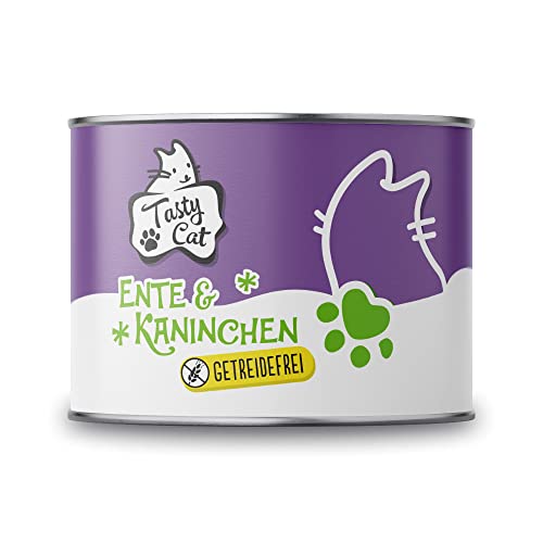 Tasty Cat Nassfutter für Katzen Ente Kaninchen 6 x 200g. getreidefrei zuckerfrei