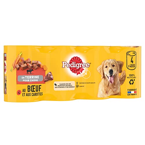 Pedigree Mahlzeit für Hunde Terrine mit Rindfleisch und Karotten Erwachsene 4 x 400 g