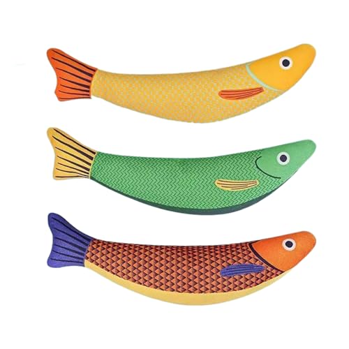 higyee Spielzeug Fisch Für Katzen - 3 Stücke Katzenminze Fisch Spielzeug Für Katzen Mit Knisterndem Geräusch Weiches Trainingsspielzeug Zur Zahnpflege Für Alle Katzengrößen Indoor Outdoor