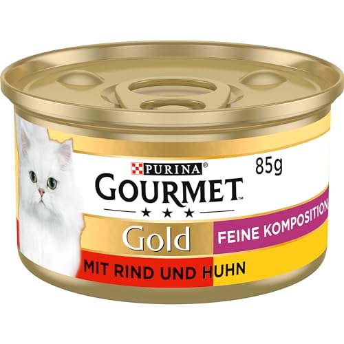 Gourmet PURINA GOURMET Gold Feine Komposition Katzenfutter nass mit Rind und Huhn 12er Pack 12 x 85g