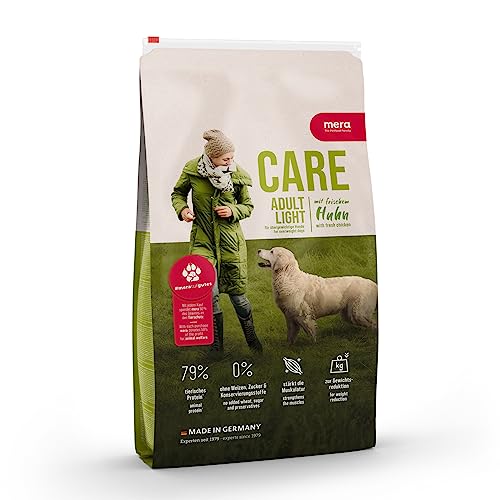 mera Care Adult Light Huhn Hundefutter für übergewichtige Hunde Trockenfutter mit niedrigen Fettgehalt mit 79% tierischen Protein ohne Weizen 1kg