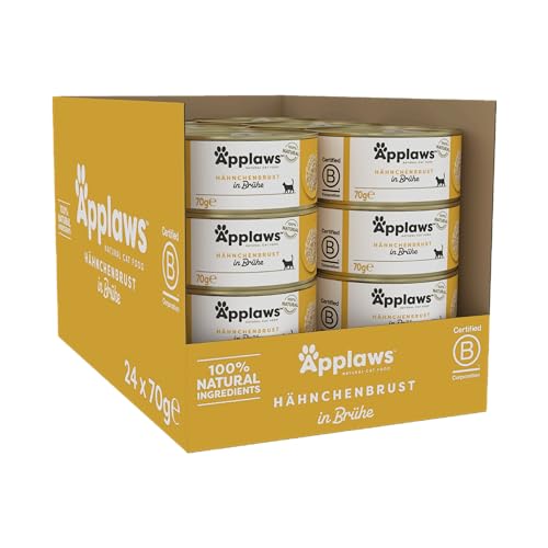 Applaws Premium Natural Katzenfutter Nass Huhn in Brühe 70g Dose Packung 24x70g