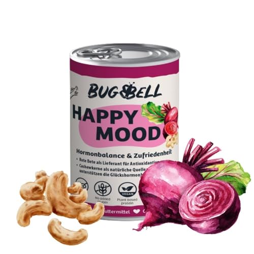 BugBell Purinarmes Nassfutter für Hunde 400g Veganes Hundefutter ausgeglichener Hormonhaushalt positiv bei Aggressionen beim Hund mit Rote Bete Cashew L-Tryptophan