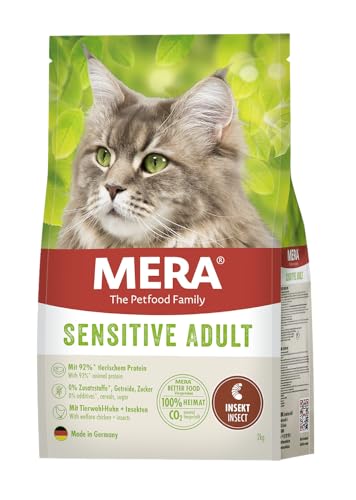 MERA Cats Sensitive Adult Insect Trockenfutter für sensible Katzen getreidefrei und nachhaltig Katzentrockenfutter mit hohem Fleischanteil und Insektenprotein 2 kg