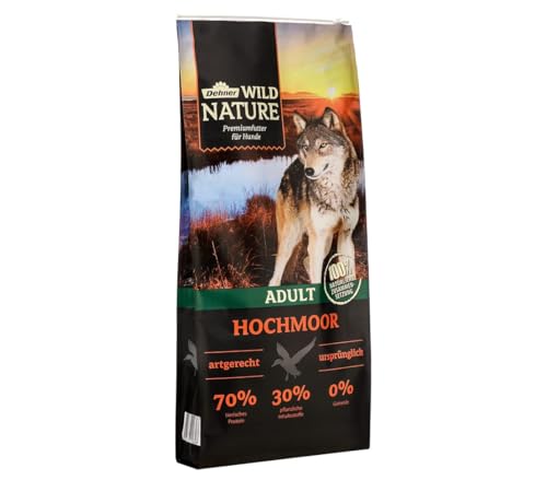 Dehner Wild Nature Hundefutter Hochmoor Trockenfutter getreidefrei zuckerfrei für ausgewachsene Hunde Ente 12 kg