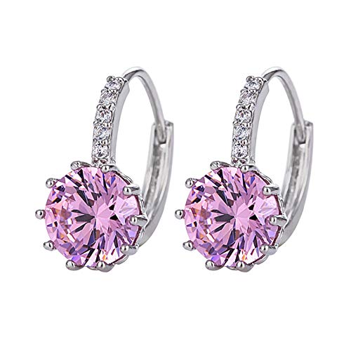 Ohrringe Seestern Silber 925 Ohrstecker Diamantbesetzter Schmuck für Damen Rose Hochzeitsohrringe Persönlichkeit Goldohrringe Kleinkind Creolen Pink-2 One Size