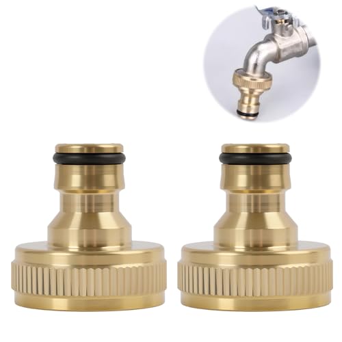Hawpasy 2 Stück 1 Zoll Außengewinde Messing-Schnellkupplung Wasserhahn Schlauchanschluss Adapter Gartenschlauch Adapter Wasserhahn Schlauchverbinder Messing Für Garten Haushalt Landwirtschaft