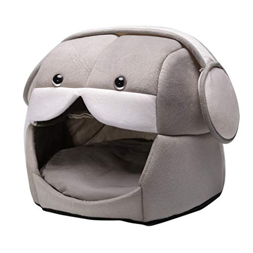 JEELINBORE 2 in 1 Haustier Nest Bett Sofa Waschbar Faltbar Warm Hundehöhle Haus für Hund Katze Welpe Grau L 53 48CM