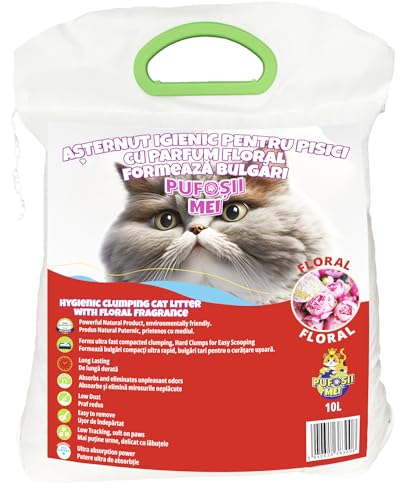 Pufo ii Mei Hygienische klumpende Katzenstreu mit Blumenduft 10 l.