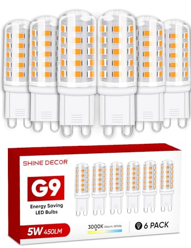 Shine Decor 5W G9 LED G9 LED Warmweiß 3000K LED Leuchtmittel 450LM Nicht dimmbar entspricht 50W Halogenlampe LED Glühbirne LED Lampen 360 Abstrahlwinkel 6er Set