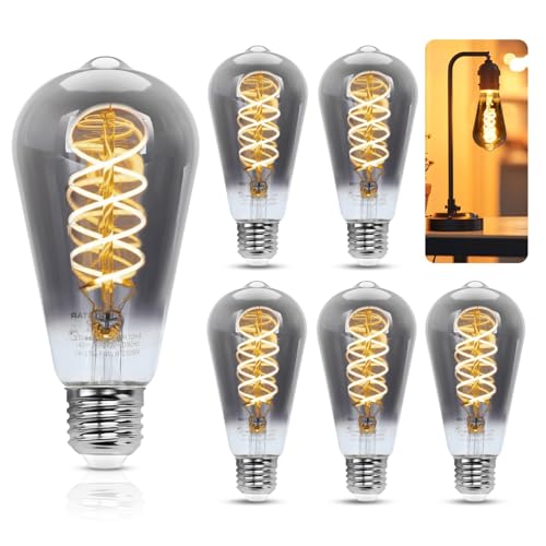 Aigostar Edison Vintage lampe E27 4W LED Lampen Vintage Antike Glühlampe Warmes Licht 1800K 140LM Dekorative Glühbirne Ideal für Nostalgie und Retro Beleuchtung im Haus Caf Bar-5 Stück