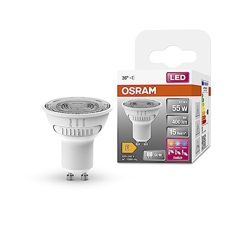 OSRAM LED SPOT PAR16 55 mit drei Lichtfarben GU10 4 2W 400lm 2700K - 6500K Warm- Kalt- und Tageslichtweiß Farbtemperaturwechsel sehr geringer Energieverbrauch lange Lebensdauer