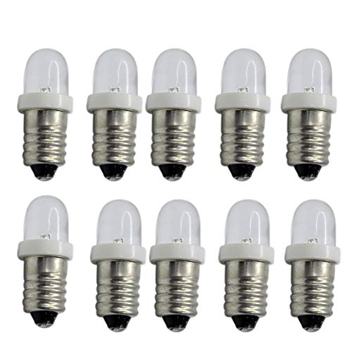 Ruiandsion 10 x LED-Taschenlampen-Leuchtmittel 12 V E10 Mini-Lampen weiß blau rot grün gelb E10-Sockel weiß