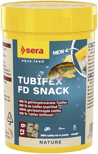 sera FD Tubifex Nature 100 ml 12 g - Der proteinreiche Leckerbissen für zusätzliche Energie - Fischfutter fürs Aquarium mit sehr hoher Verwertbarkeit somit weniger Algen Panzerwelse buddeln gern danach