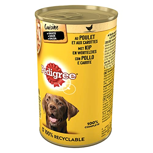 Pedigree Adult Nassfutter für Hunde mit Huhn und Karotten in Sauce 24 Dosen 400 g