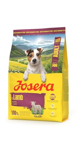 JOSERA Mini Adult Lamm 5 x 900 g Premium Trockenfutter für ausgewachsene Hunde kleiner Rassen mit Süßkartoffel Kräuter Früchten Kleine Kroketten extraverträglich getreidefrei 5er Pack