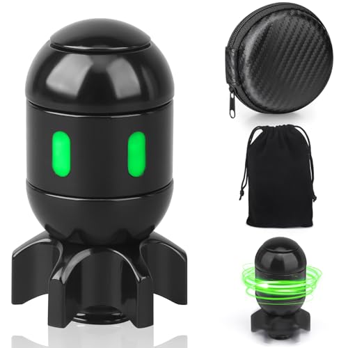 Dilabnba Atomic Bomb Fidget Spinner Schreibtischspielzeug 2-in-1 Zappelspielzeug aus Metall EDC Finger Spin Spielzeug Cooles leuchtendes Bürodekor Gadget Geschenk für Teenager Männer Schwarz