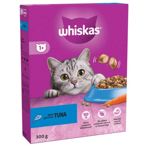 Whiskas 1 Thunfisch-Trockenfutter für ausgewachsene Katzen 300 g 6 Boxen